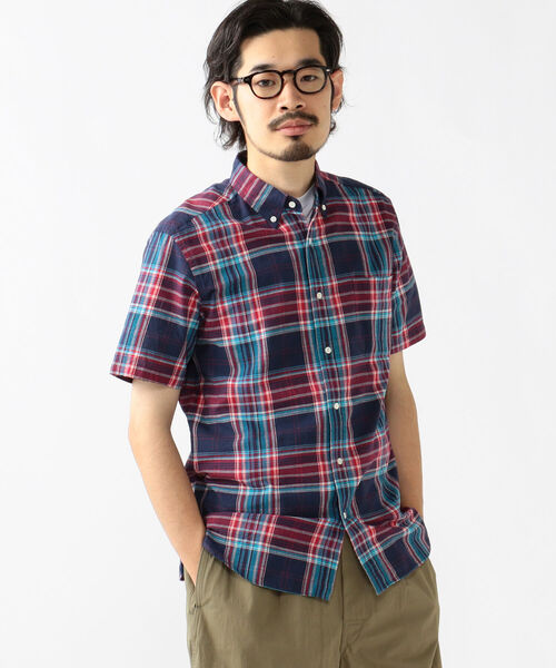 BEAMS PLUS（ビームスプラス）の「BEAMS PLUS / インディアン マドラスチェック ショートスリーブ ボタンダウン シャツ（シャツ/ブラウス・メンズ・ネイビー/グリーン/レッド/その他・LARGE/SMALL/X-LARGE/MEDIUM）」の21枚目の写真