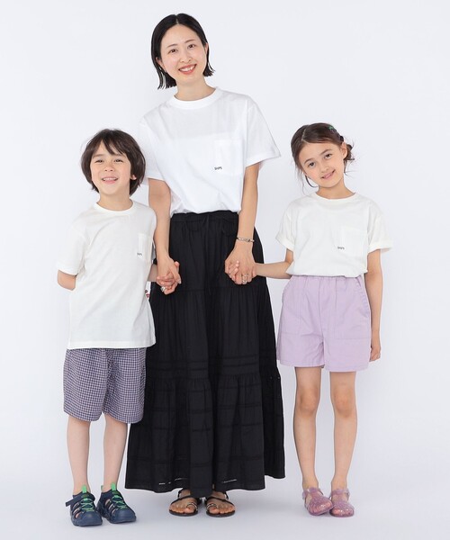 SHIPS（シップス）の「【WEB限定】SHIPS KIDS:100～160cm /〈家族おそろい〉SHIPS マイクロロゴ Tシャツ（Tシャツ/カットソー・キッズ・ホワイト/ブラック/ライトグリーン/ネイビー/ラベンダー/キャメル/ホワイト系/オレンジ/ライトブルー・100/110/120/130/S/145/M/160）」の18枚目の写真