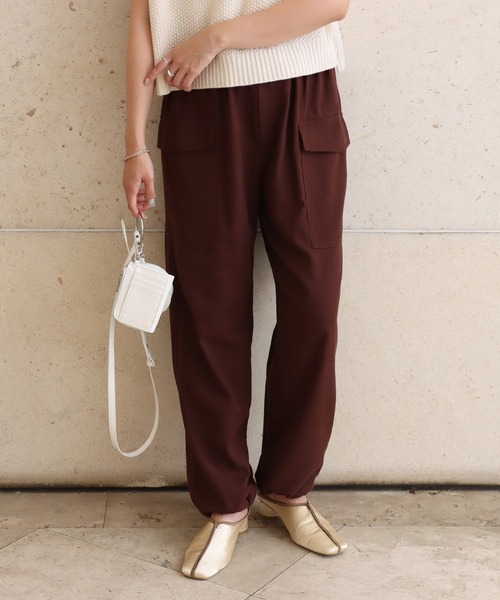 andme（アンドミー）の「リネン混ドロストイージーカーゴパンツ（カーゴパンツ・レディース・ライトカーキ/グレイッシュベージュ/キナリ/ブラウン/ブラック・M/L）」の16枚目の写真