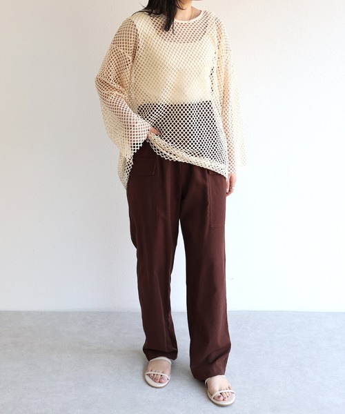 andme（アンドミー）の「リネン混ドロストイージーカーゴパンツ（カーゴパンツ・レディース・ライトカーキ/グレイッシュベージュ/キナリ/ブラウン/ブラック・M/L）」の12枚目の写真