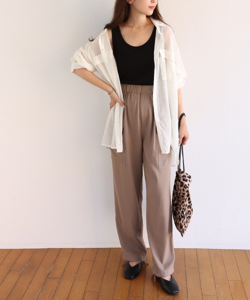 andme（アンドミー）の「リネン混ドロストイージーカーゴパンツ（カーゴパンツ・レディース・ライトカーキ/グレイッシュベージュ/キナリ/ブラウン/ブラック・M/L）」の18枚目の写真