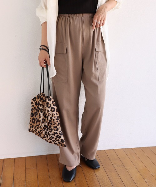 andme（アンドミー）の「リネン混ドロストイージーカーゴパンツ（カーゴパンツ・レディース・ライトカーキ/グレイッシュベージュ/キナリ/ブラウン/ブラック・M/L）」の19枚目の写真