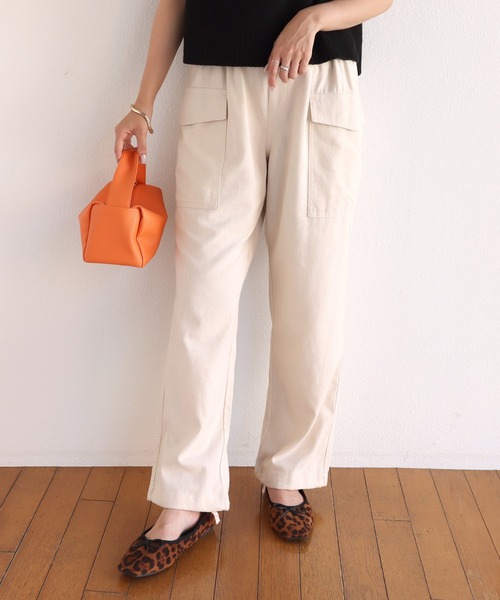 andme（アンドミー）の「リネン混ドロストイージーカーゴパンツ（カーゴパンツ・レディース・ライトカーキ/グレイッシュベージュ/キナリ/ブラウン/ブラック・M/L）」の14枚目の写真