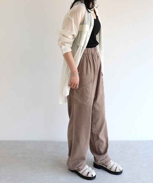 andme（アンドミー）の「リネン混ドロストイージーカーゴパンツ（カーゴパンツ・レディース・ライトカーキ/グレイッシュベージュ/キナリ/ブラウン/ブラック・M/L）」の9枚目の写真