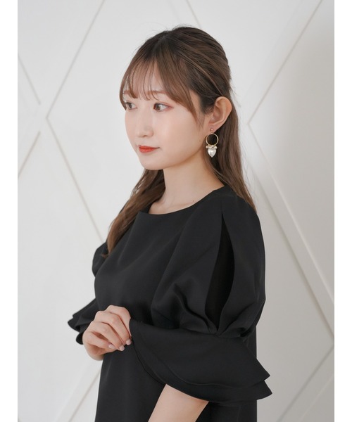 Areeam（アリーム）の「袖タックワンピース（ドレス・レディース・ライトピンク/ブラック・FREE）」の13枚目の写真