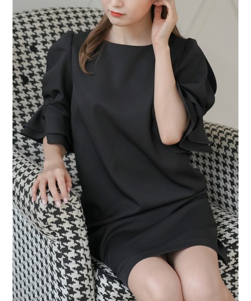 Areeam（アリーム）の「袖タックワンピース（ドレス・レディース・ライトピンク/ブラック・FREE）」の11枚目の写真