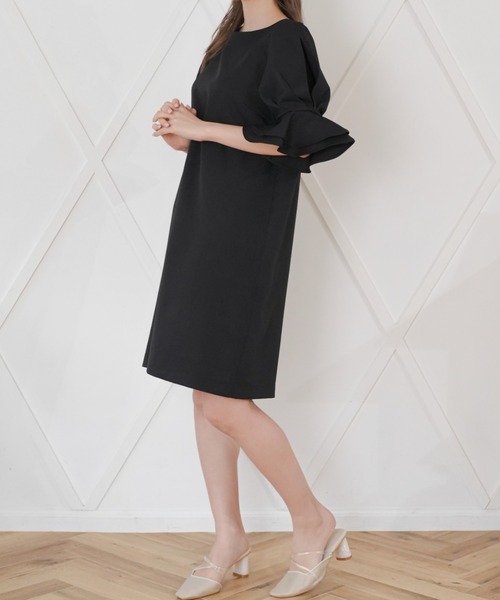 Areeam（アリーム）の「袖タックワンピース（ドレス・レディース・ライトピンク/ブラック・FREE）」の16枚目の写真