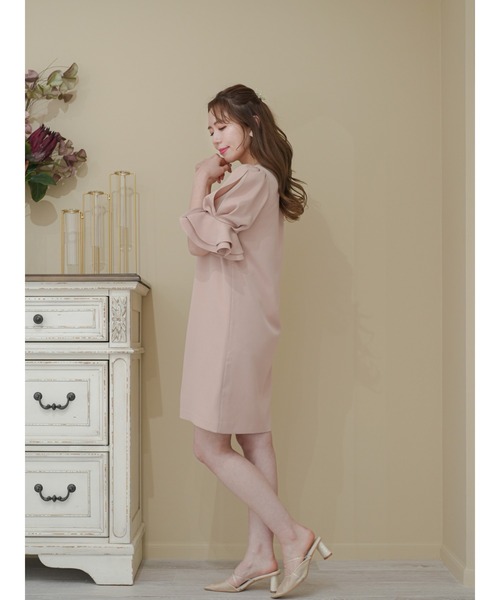 Areeam（アリーム）の「袖タックワンピース（ドレス・レディース・ライトピンク/ブラック・FREE）」の9枚目の写真