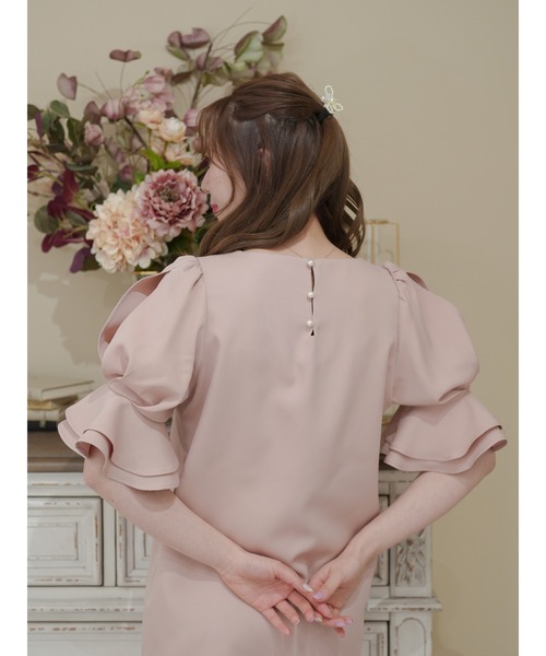 Areeam（アリーム）の「袖タックワンピース（ドレス・レディース・ライトピンク/ブラック・FREE）」の12枚目の写真