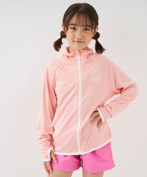 RUSTY（ラスティ）の「【RUSTY:ラスティー】キッズラッシュガード  スマイルシリーズ（ラッシュガード・キッズ・ホワイト/ライトブルー/ブラック/イエロー/ネイビー/ピンク・100/110/120/130/140/150/160）」の6枚目の写真