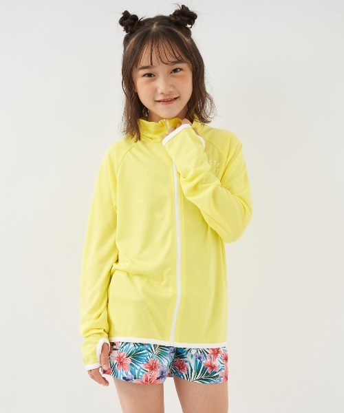 RUSTY（ラスティ）の「【RUSTY:ラスティー】キッズラッシュガード  スマイルシリーズ（ラッシュガード・キッズ・ホワイト/ライトブルー/ブラック/イエロー/ネイビー/ピンク・100/110/120/130/140/150/160）」の5枚目の写真