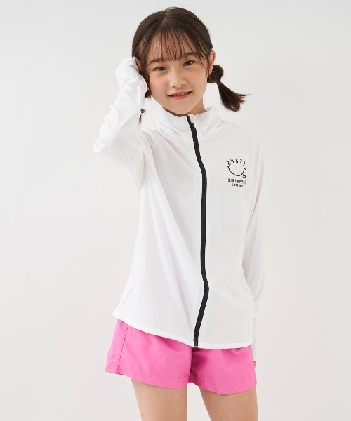 RUSTY（ラスティ）の「【RUSTY:ラスティー】キッズラッシュガード  スマイルシリーズ（ラッシュガード・キッズ・ホワイト/ライトブルー/ブラック/イエロー/ネイビー/ピンク・100/110/120/130/140/150/160）」の15枚目の写真