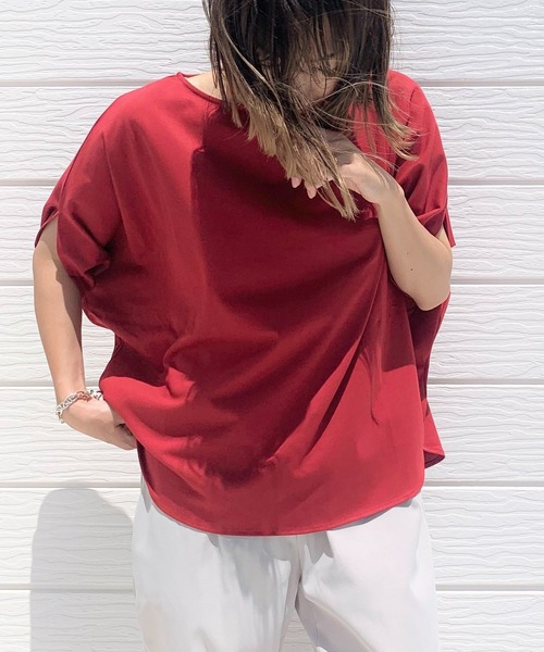 Q(キュー)の「エアリーラウンドT(Tシャツ/カットソー・レディース・ホワイト/ブラック/ワインレッド・MEDIUM)」の3枚目の写真