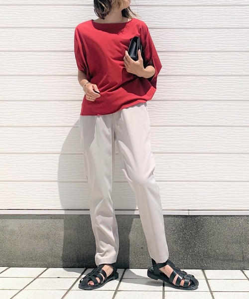 Q(キュー)の「エアリーラウンドT(Tシャツ/カットソー・レディース・ホワイト/ブラック/ワインレッド・MEDIUM)」の8枚目の写真