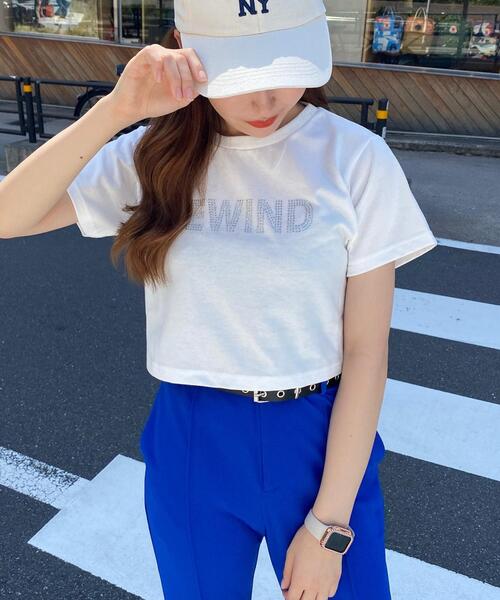 INGNI(イング)の「ラメロゴコンパクトTシャツ(Tシャツ/カットソー・レディース・ホワイト×ブルー/ブラック×シルバー/ホワイト×シルバー・M)」の3枚目の写真