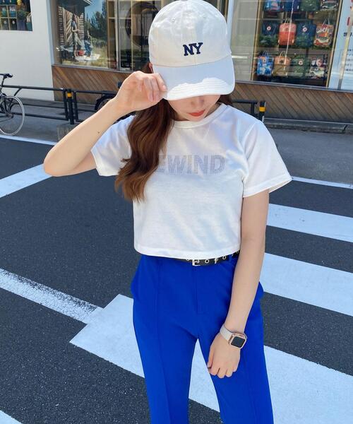 INGNI(イング)の「ラメロゴコンパクトTシャツ(Tシャツ/カットソー・レディース・ホワイト×ブルー/ブラック×シルバー/ホワイト×シルバー・M)」の9枚目の写真