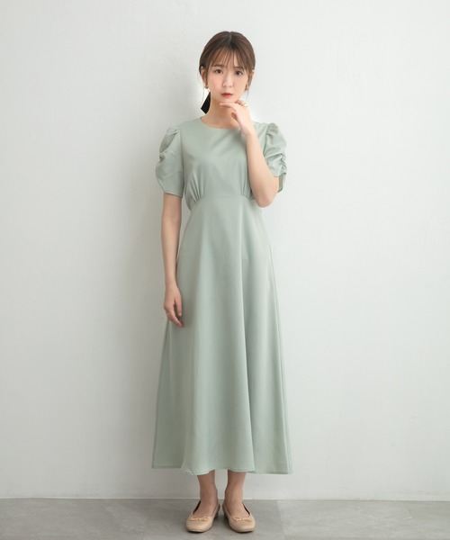 ADIRA(アディラ)の「ギャザースリーブワンピース(ワンピース・レディース・ブラウン/ミント・MEDIUM)」の3枚目の写真