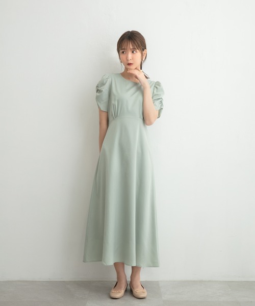 ADIRA(アディラ)の「ギャザースリーブワンピース(ワンピース・レディース・ブラウン/ミント・MEDIUM)」の10枚目の写真