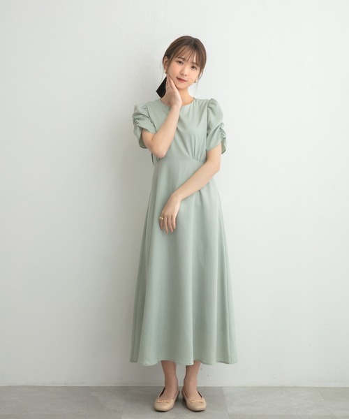 ADIRA(アディラ)の「ギャザースリーブワンピース(ワンピース・レディース・ブラウン/ミント・MEDIUM)」の13枚目の写真