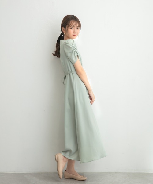 ADIRA(アディラ)の「ギャザースリーブワンピース(ワンピース・レディース・ブラウン/ミント・MEDIUM)」の16枚目の写真