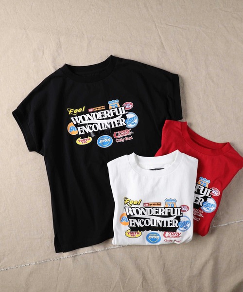 HONEYSUCKLE ROSE（ハニーサックルローズ）の「【HONEYSUCKLE ROSE】フレンチスリーブプリントＴシャツ（Tシャツ/カットソー・レディース・ブラック/ホワイト/レッド・M/L）」の7枚目の写真