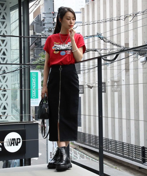HONEYSUCKLE ROSE（ハニーサックルローズ）の「【HONEYSUCKLE ROSE】フレンチスリーブプリントＴシャツ（Tシャツ/カットソー・レディース・ブラック/ホワイト/レッド・M/L）」の10枚目の写真