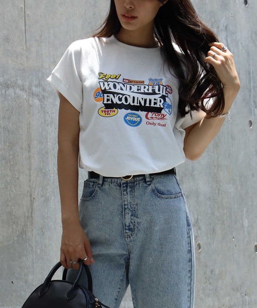 HONEYSUCKLE ROSE（ハニーサックルローズ）の「【HONEYSUCKLE ROSE】フレンチスリーブプリントＴシャツ（Tシャツ/カットソー・レディース・ブラック/ホワイト/レッド・M/L）」の16枚目の写真