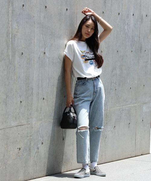HONEYSUCKLE ROSE（ハニーサックルローズ）の「【HONEYSUCKLE ROSE】フレンチスリーブプリントＴシャツ（Tシャツ/カットソー・レディース・ブラック/ホワイト/レッド・M/L）」の17枚目の写真