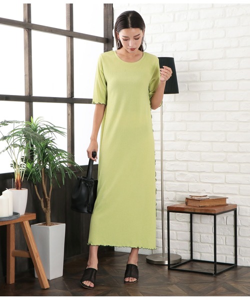 CHILLE（チル）の「配色メローワンピース（ワンピース・レディース・ブラック/オリーブ/ブルー・FREE）」の16枚目の写真