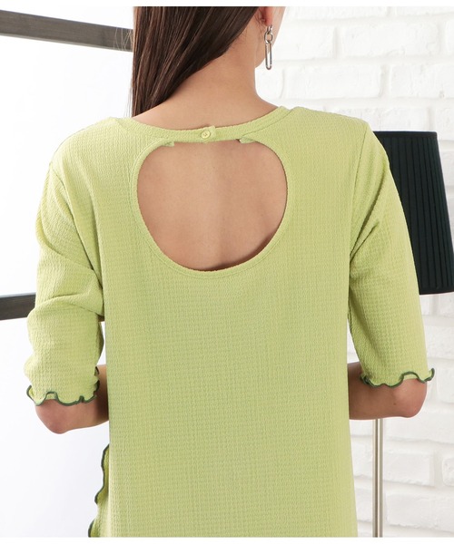 CHILLE（チル）の「配色メローワンピース（ワンピース・レディース・ブラック/オリーブ/ブルー・FREE）」の20枚目の写真