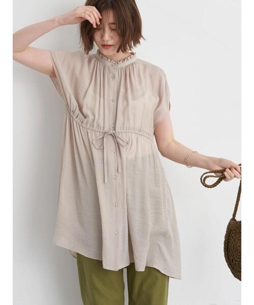 earth music&ecology（アースミュージックアンドエコロジー）の「フレンチスリーブチュニック（チュニック・レディース・ピンク系その他2/ライトベージュ/グリーン系その他4・FREE）」の17枚目の写真