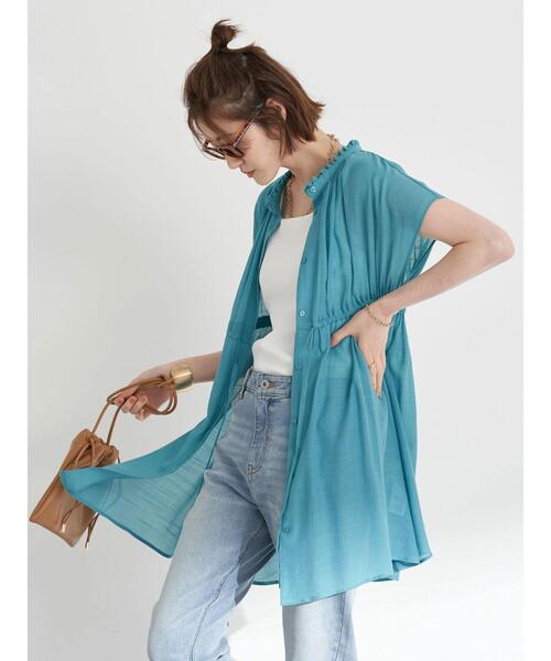 earth music&ecology（アースミュージックアンドエコロジー）の「フレンチスリーブチュニック（チュニック・レディース・ピンク系その他2/ライトベージュ/グリーン系その他4・FREE）」の18枚目の写真