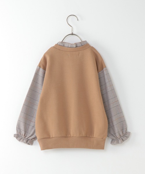 ikka(イッカ)の「【キッズ】チェック袖フリル襟プルオーバー(120~160cm)(スウェット・キッズ・ブラック/キャメル・120/130/140/150/160)」の4枚目の写真