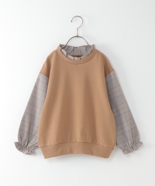 ikka(イッカ)の「【キッズ】チェック袖フリル襟プルオーバー(120~160cm)(スウェット・キッズ・ブラック/キャメル・120/130/140/150/160)」の11枚目の写真