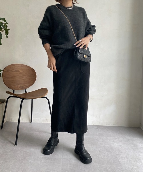 DouDou(ドゥドゥ)の「【新色追加】【WEB限定】BIGシルエットクルーネックプルオーバー(ニット/セーター・レディース・チャコールグレー/ダークグリーン/アイボリー/キャメル・FREE)」の5枚目の写真