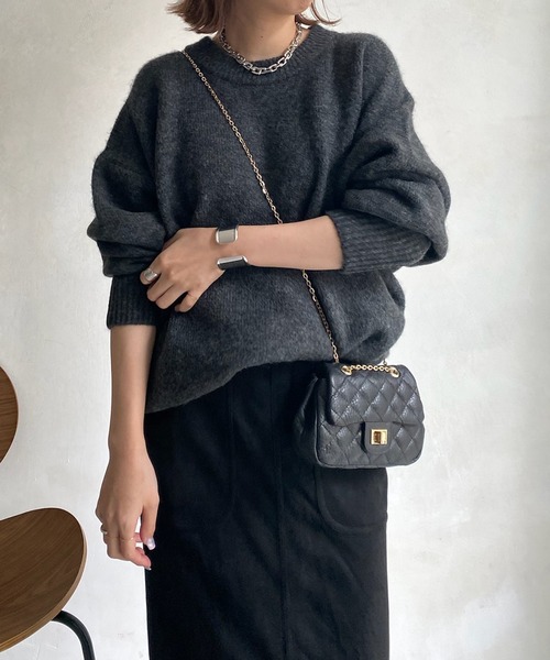 DouDou(ドゥドゥ)の「【新色追加】【WEB限定】BIGシルエットクルーネックプルオーバー(ニット/セーター・レディース・チャコールグレー/ダークグリーン/アイボリー/キャメル・FREE)」の20枚目の写真