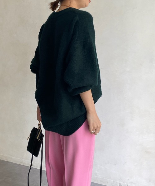 DouDou(ドゥドゥ)の「【新色追加】【WEB限定】BIGシルエットクルーネックプルオーバー(ニット/セーター・レディース・チャコールグレー/ダークグリーン/アイボリー/キャメル・FREE)」の14枚目の写真