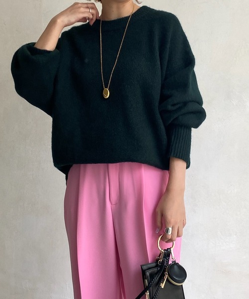 DouDou(ドゥドゥ)の「【新色追加】【WEB限定】BIGシルエットクルーネックプルオーバー(ニット/セーター・レディース・チャコールグレー/ダークグリーン/アイボリー/キャメル・FREE)」の10枚目の写真