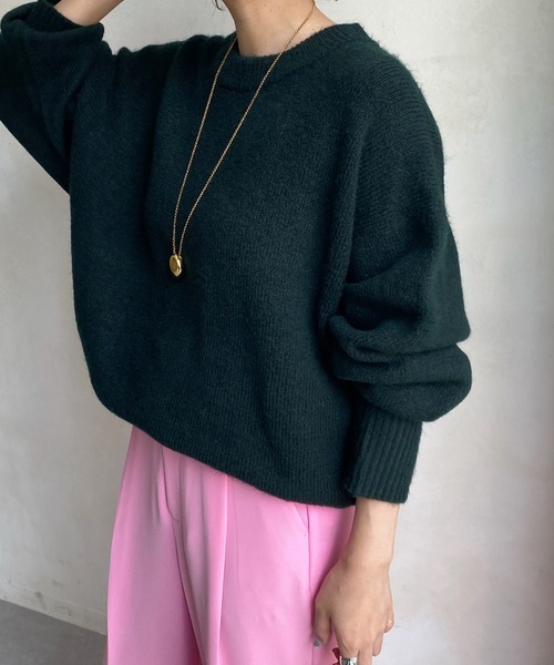 DouDou(ドゥドゥ)の「【新色追加】【WEB限定】BIGシルエットクルーネックプルオーバー(ニット/セーター・レディース・チャコールグレー/ダークグリーン/アイボリー/キャメル・FREE)」の21枚目の写真