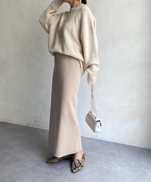 DouDou(ドゥドゥ)の「【新色追加】【WEB限定】BIGシルエットクルーネックプルオーバー(ニット/セーター・レディース・チャコールグレー/ダークグリーン/アイボリー/キャメル・FREE)」の7枚目の写真