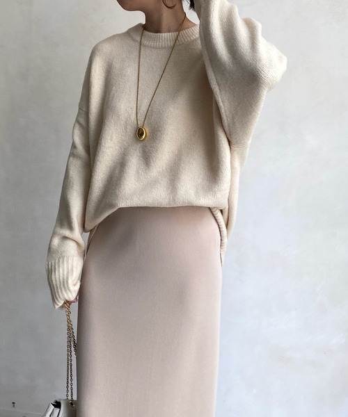 DouDou(ドゥドゥ)の「【新色追加】【WEB限定】BIGシルエットクルーネックプルオーバー(ニット/セーター・レディース・チャコールグレー/ダークグリーン/アイボリー/キャメル・FREE)」の15枚目の写真