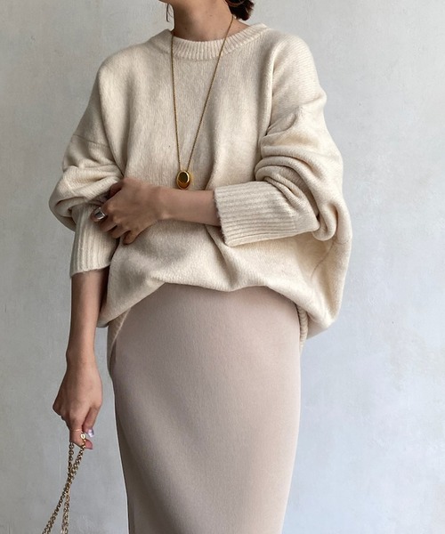 DouDou(ドゥドゥ)の「【新色追加】【WEB限定】BIGシルエットクルーネックプルオーバー(ニット/セーター・レディース・チャコールグレー/ダークグリーン/アイボリー/キャメル・FREE)」の22枚目の写真