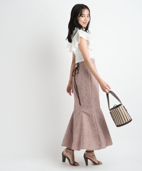 JUSGLITTY(ジャスグリッティー)の「シャーリングブラウス(シャツ/ブラウス・レディース・オフホワイト/ピンク・2)」の5枚目の写真