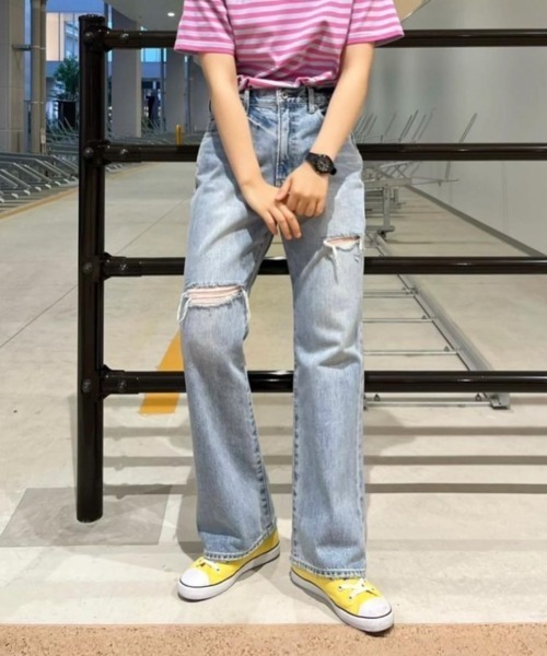 セール ブランド古着 ダメージ加工デニムパンツ デニムパンツ Rodeo Crowns Wide Bowl ロデオクラウンズワイドボウル のファッション通販 Zozoused