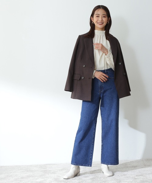 N.（N. Natural Beauty Basic）（エヌエヌナチュラルビューティーベーシック）の「◆ラッフルネックショルダータックブラウス（シャツ/ブラウス・レディース・ブルー系その他/ダークブラウン/クリーム・MEDIUM）」の12枚目の写真