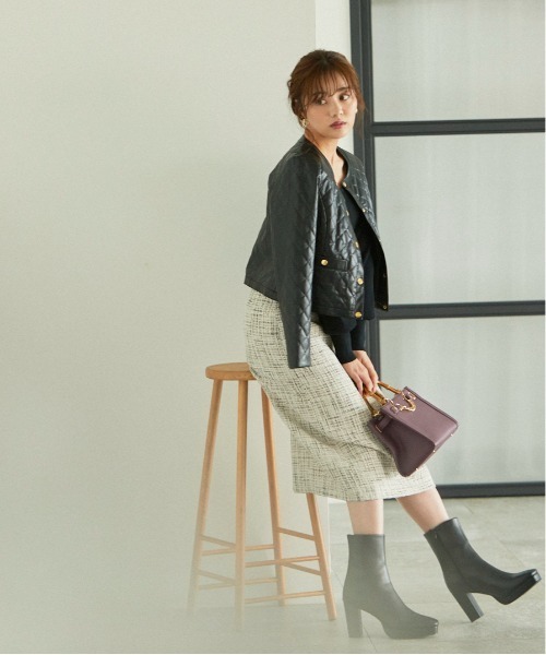 PROPORTION BODY DRESSING（プロポーションボディドレッシング）の「合皮キルトジャケット / 1212250900（ノーカラージャケット・レディース・ブラック系その他/ブラック・MEDIUM/SMALL）」の4枚目の写真