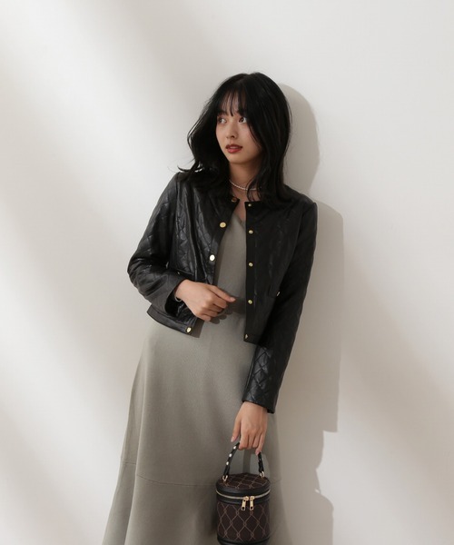 PROPORTION BODY DRESSING（プロポーションボディドレッシング）の「合皮キルトジャケット / 1212250900（ノーカラージャケット・レディース・ブラック系その他/ブラック・MEDIUM/SMALL）」の7枚目の写真