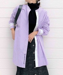 Q | バンドカラーエンブロイダリーシャツ(シャツ/ブラウス)