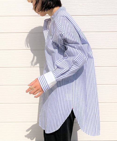 Q（キュー）の「バンドカラーエンブロイダリーシャツ（シャツ/ブラウス・レディース・ブルー系その他/ピンク系その他・MEDIUM）」の10枚目の写真