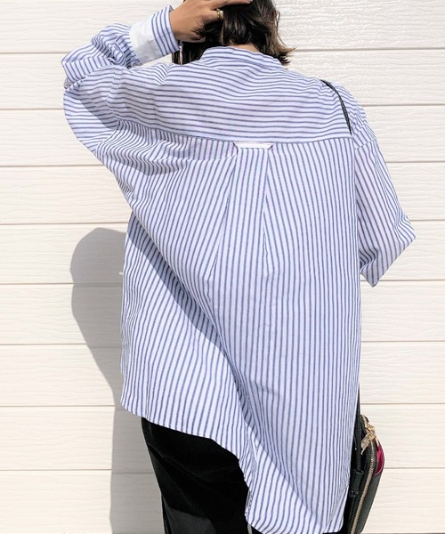 Q（キュー）の「バンドカラーエンブロイダリーシャツ（シャツ/ブラウス・レディース・ブルー系その他/ピンク系その他・MEDIUM）」の11枚目の写真